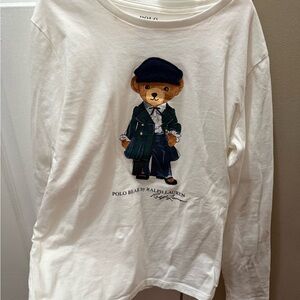 Polo by Ralph Lauren Kids White Long Sleeve Bear Tee